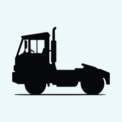 Silhouette truck tractor cab transportation vector illustrator