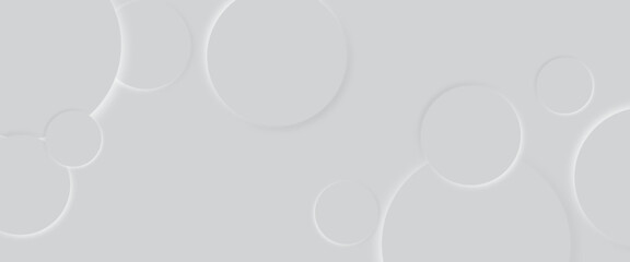 Abstract grey geometric overlapping circle background Neomorphs style. Presentation slide template. Vector circles design Object web Round shape clean modern poster, banner background Vector	