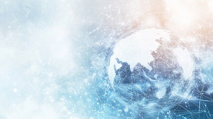 Global Networks Illustrated World map amidst digital connections, abstract technology background.