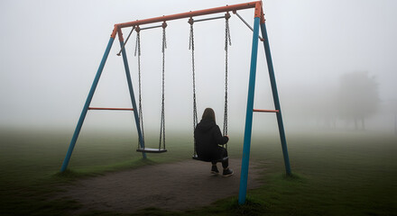 father and son on a swing