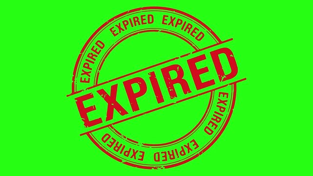 "Expired" Red Round Rubber Stamp with Alpha Channel. Green Background.
