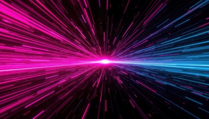 Obraz premium Dazzling pink and blue starburst design on a deep black background vibrant
