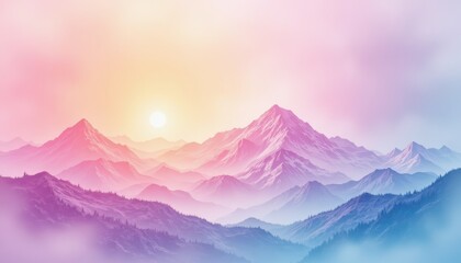 Breathtaking sunset over majestic mountain peaks, a captivating landscape panorama