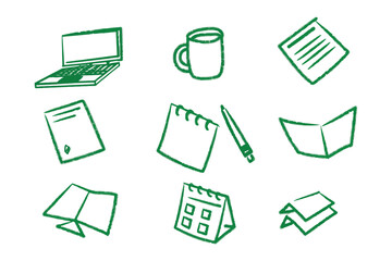 Business Essentials: A clean illustration of essential business elements, meticulously designed for conveying efficiency and effectiveness in a modern office setup. 