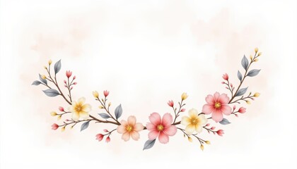Naklejka premium Delicate watercolor floral background with elegant branches and blooming flowers for spring designs