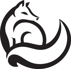 Elegant Black and White Wolf Silhouette Vector Illustration