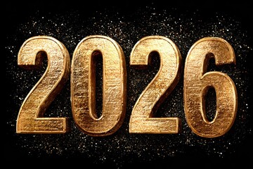 2026 Background, Greeting Card, Banner with gold numbers for the new year