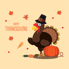 Naklejka premium Happy thanksgiving turkey scene. Vector