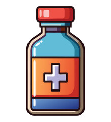 Obraz premium First aid kit with medical cross symbol and a bottle of pills illustration