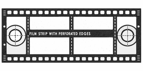 Vintage film strip with perforated edges and target markers