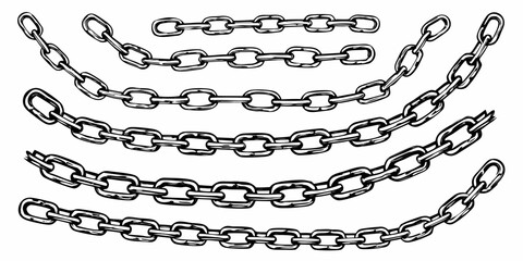 Collection of hand drawn chain links in various curved and straight arrangements © Ankan