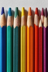 Fototapeta premium Set of color pencils showcased in a symmetrical vibrant arrangement