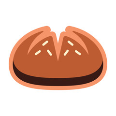 Sliced bread loaf with golden crust. Vector