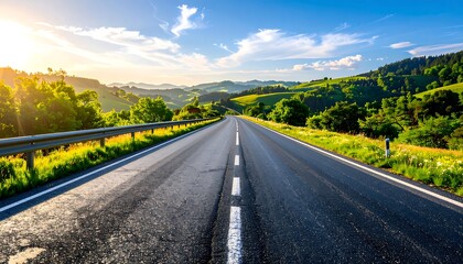 Scenic highway through lush landscape