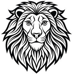 Obraz premium Vector illustration of a powerful wild lion head, perfect for a fierce tattoo or mascot design