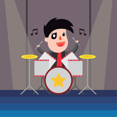 Fototapeta premium Stage drummer with yellow cymbals. Vector