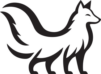 Elegant Black and White Wolf Silhouette Vector Illustration