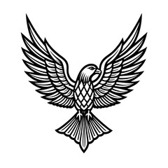 Flying eagle with outstretched wings silhouette vector design