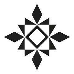 Diamond Shape with Rotating Nested Squares, Black and White Line Art Vector