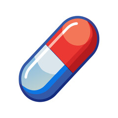 A vibrant blue capsule, a symbol of modern medicine and health, is isolated on a clean white background
