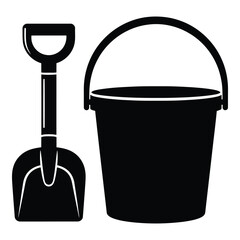 Vector art of sand bucket and shovel for beach play isolated on white background
