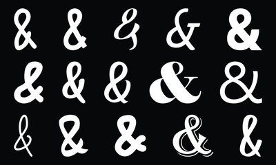 Ampersand bold symbol icon. And black thick sign