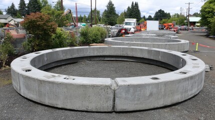 Circular Concrete Slabs for Construction Site Preparation and Storage