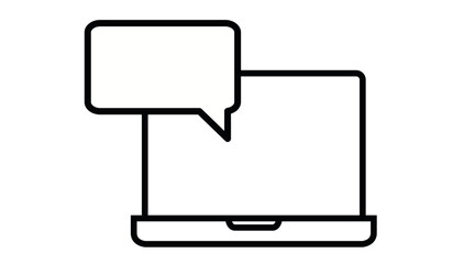 Laptop Icon with a Talk Bubble. Vector isolated illustration of a laptop with a chat or talk icon