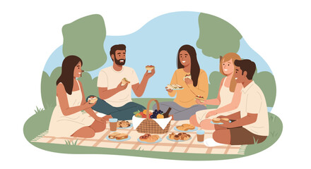 Joyful Picnic In The Park With Friends Enjoying Food And Good Company