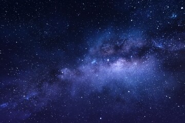Fototapeta premium Dark blue night starry sky. Space background. Milky Way and star on dark background. Universe filled with stars. Space galaxy