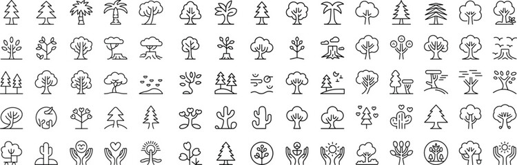 Fototapeta premium Tree and Forest Icons for Design, soil testing, agriculture leaves, botany, forest, trees, nature, more vector illustration
