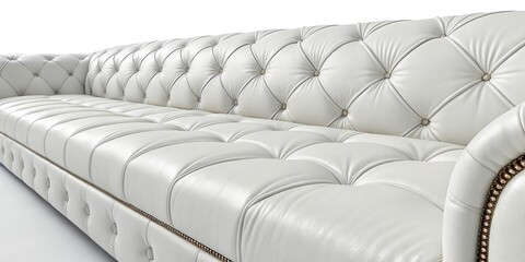 Obraz premium White Leather Chesterfield Sofa Button Tufted Design, Luxury Furniture, Sofa, Chesterfield