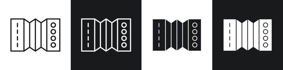 Bandoneon instrument pack. vector glyph flat icons
