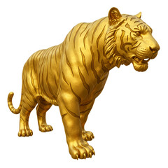 Fototapeta premium Golden Tiger Statue: Majestic Sculpture, Powerful Animal Symbol
