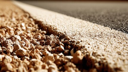 Close-Up View of Gravel and Asphalt Roadside in Natural Setting