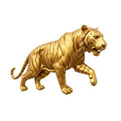 Obraz premium Golden Tiger Statue: Majestic Sculpture, Powerful Animal Figure