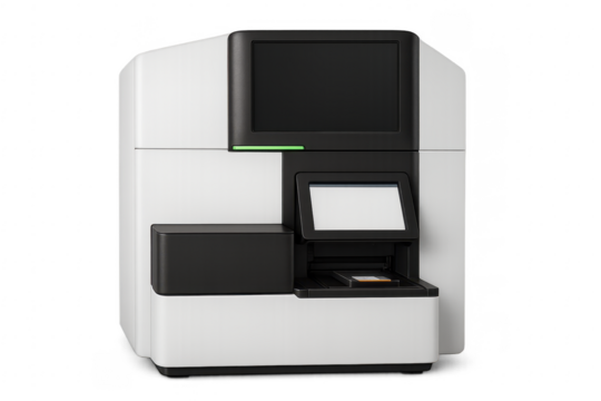 Modern Medical Laboratory Equipment Showing Analyzing Progress on Transparent Background
