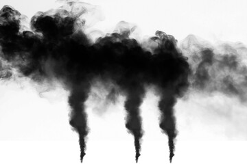 Dark Moody Triple Smoke Plumes, Alpha Channel, Dramatic Background