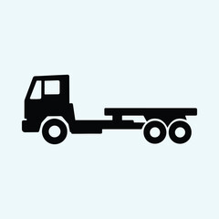 Silhouette flatbed truck isolated on white background vector illustrator