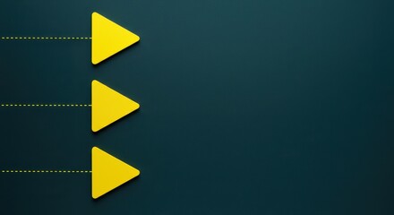 Three yellow arrows pointing to the right on a dark blue background
