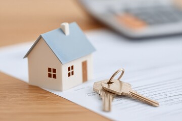Miniature house model alongside keys and paperwork symbolizes ne