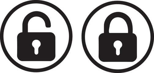 Two black and white symbols representing locked and unlocked status.
