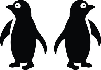 Cute cartoon penguin couple in love, isolated on a white background with a heart