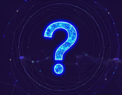 Neon question mark, digital network - Powered by Adobe