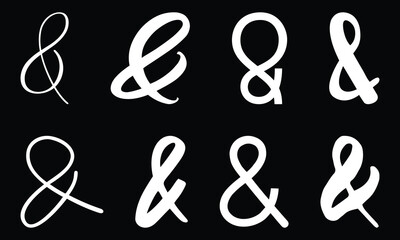 Typography script ampersand for wedding invitation, poster, card. Decorative hand drawn symbol. Flourish lettering element. 
