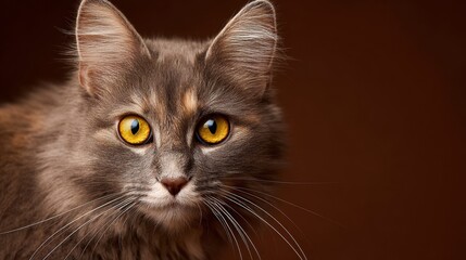 Obraz premium Gray Cat with Yellow Eyes