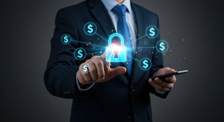 Financial Security and Digital Lock Icon
