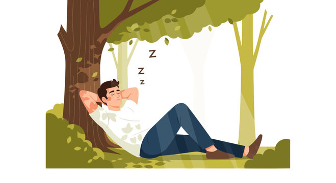 Taking a Relaxing Nap in the Forest: Enjoying Nature's Serene Moment