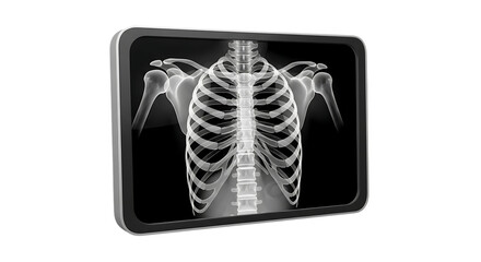 Human rib cage x ray medical scan isolated on transparent background