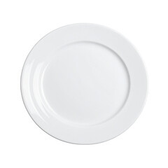 White plate isolated on a transparent background, cutout PNG